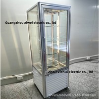Réfrigérateur commercial vertical à température unique à 360 degrés, vitrine à gâteaux rotative à 4 côtés en verre, boulangerie