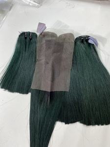 มัดผมตรงลายลูกไม้สีเขียวช่อผมมนุษย์สองชั้นเรียงเหมือนผมมนุษย์ - Product Image 6