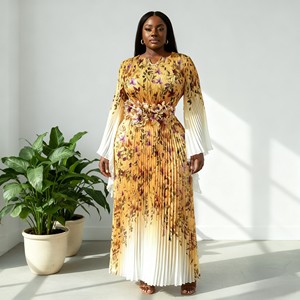 Robe plissée Tsuga de style européen en organza de haute qualité avec motifs imprimés - Product Image 2