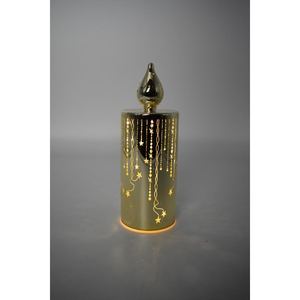 Vela de Cristal Dorada con 20 Nanoleds de Luz Cálida, 19.5 cm de Alto - Product Image 1