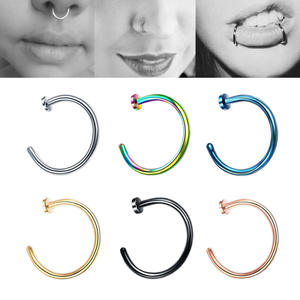 <span class=keywords><strong>Piercing</strong></span> pequeño y fino de acero quirúrgico 316L, <span class=keywords><strong>Piercing</strong></span> para nariz, labio, tipo C, 6 colores, 6mm, 8mm, 10mm, joyería - Product Image 2