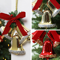 Ornements de Noël en plastique 3 en 1 avec un grand nœud papillon pour la décoration de porte le jour de Noël, grands pendentifs de cloche de Noël