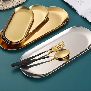 Bandeja de acero inoxidable dorado S/L para equipo de uñas, bandeja de almacenamiento de cosméticos, bandeja quirúrgica dental, plato para uñas, herramientas de manicura - Product Image 2