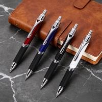 Stylo bille exécutif en métal avec logo personnalisé, prise en main souple en caoutchouc, action à clic, stylo bille exécutif en métal avec logo personnalisé