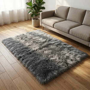 Tappeto Moderno Spesso <span class=keywords><strong>in</strong></span> Peluche <span class=keywords><strong>per</strong></span> <span class=keywords><strong>Soggiorno</strong></span>, Lavabile <span class=keywords><strong>in</strong></span> <span class=keywords><strong>Lavatrice</strong></span>, <span class=keywords><strong>in</strong></span> Pelliccia Sintetica, Antiscivolo, a Pelo Lungo, Effetto Peloso e Shaggy - Product Image 1