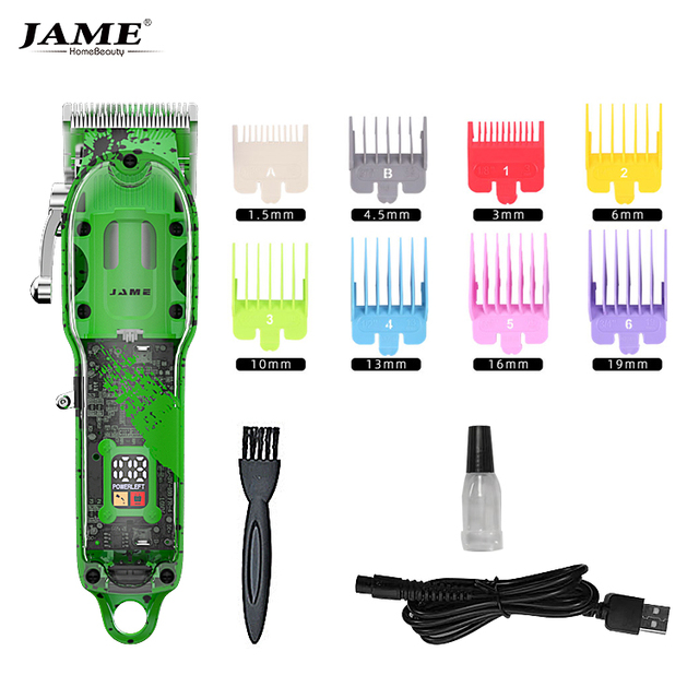 Factory Hot Sale Cordless Led Clipper for Cut Low Noise Hair Trimmer Men Rechargeable Transparent Hair Clipper