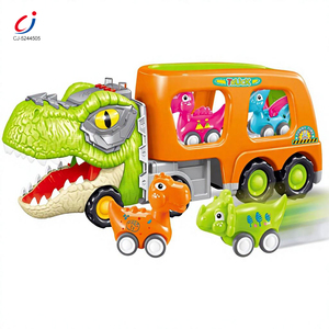 Camion jouet Chengji pour le transport d'animaux, réaliste, coloré, à rétrofriction, avec lumière et musique, dinosaure électrique pour enfants - Product Image 1