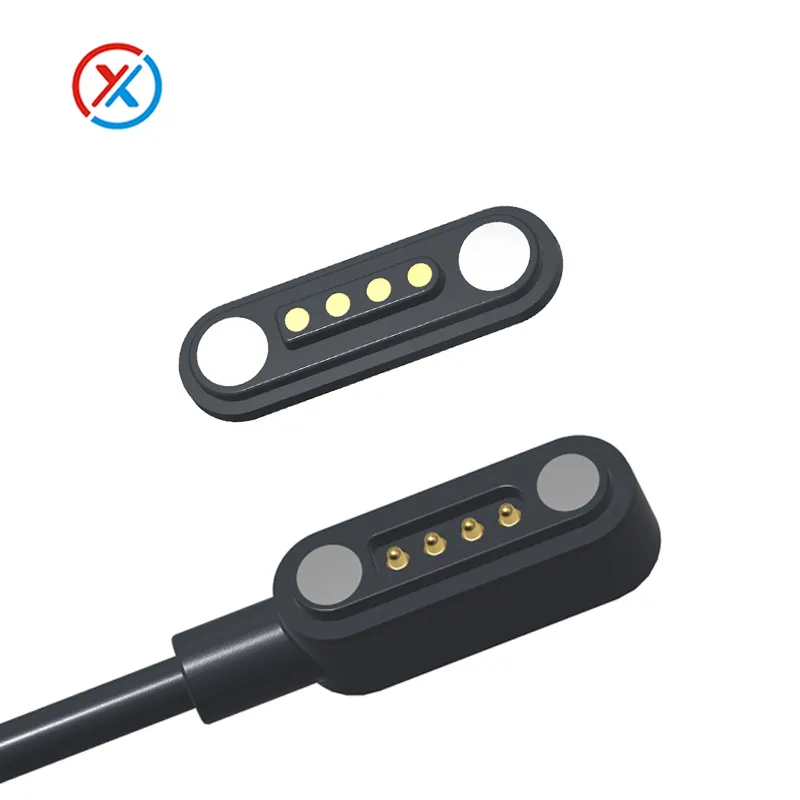 2.50 Pitch kabel Data magnetis 4Pogo Pin arus tinggi kabel pengisi daya tembaga tipe USB 1m untuk jam tangan pintar Tablet dari pabrikan