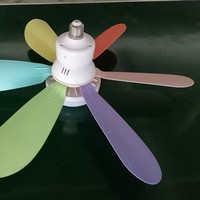Ventilateur de plafond moderne 420 mm avec télécommande à six pages, ampoule LED tricolore 30 W, base en plastique, vis E27, ampoule de ventilateur à six pages