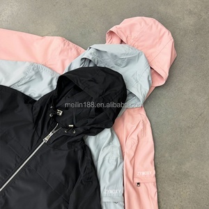 Custom Design Blank Plain Nylon Pullover <b>Hoodies</b> Waterproof Windproof Nylon Zip up Jackets Outdoor Wear Windbreaker Jackets Men - Product Image 2
