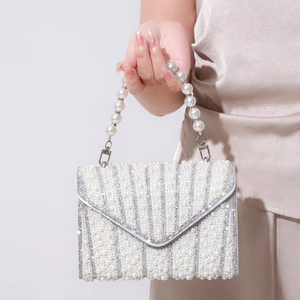 Bell 2025 Trending Pearl Crystal High-End Luxury <b>Wedding</b> <b>Clutch</b> Elegant Evening Bag for Ladies Dress Silver Famous Brand Bag - Product Image 1