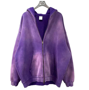 Sweat à capuche unisexe en coton épais 360 g/m² <span class=keywords><strong>de</strong></span> haute qualité, personnalisé, effet vieilli, en molleton avec <span class=keywords><strong>double</strong></span> fermeture éclair, long et chaud pour l'hiver - Product Image 1