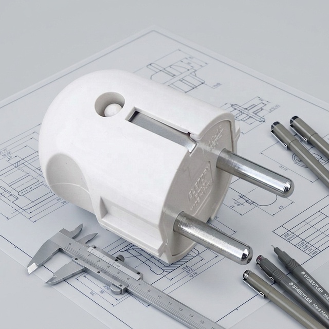 European Style 2 Pin Plastic Electric Socket Plug Commercial Use