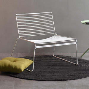 Chaise de salle à manger en acier massif avec siège en cuir PU, design moderne, en fil métallique, chaise <span class=keywords><strong>Bertoia</strong></span>, jardin, café, restaurant - Product Image 6