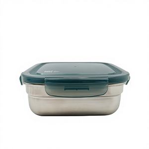 Recipiente Cuadrado de Acero Inoxidable de 820 ml para Almacenamiento de Alimentos, Apto para Microondas, con Tapa Hermética - Product Image 1