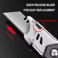Couvre-lame de couteau utilitaire AIRAJ à dégagement rapide, quatre lames de rechange, support de couteau en alliage d'aluminium, DIY OEM