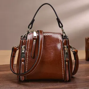 Nuevo Bolso de Mano de Diseño Cruzado de Moda, Bolso de Cuero Genuino Real, Bolsos de Mujer de Marca, Bolsos de Piel de Vaca para Chicas - Product Image 1