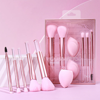5 pièces rose biseauté goutte d'eau maquillage pinceau ensemble fond de teint éponge baume à lèvres correcteur Eyeliner maquillage des yeux pour le visage