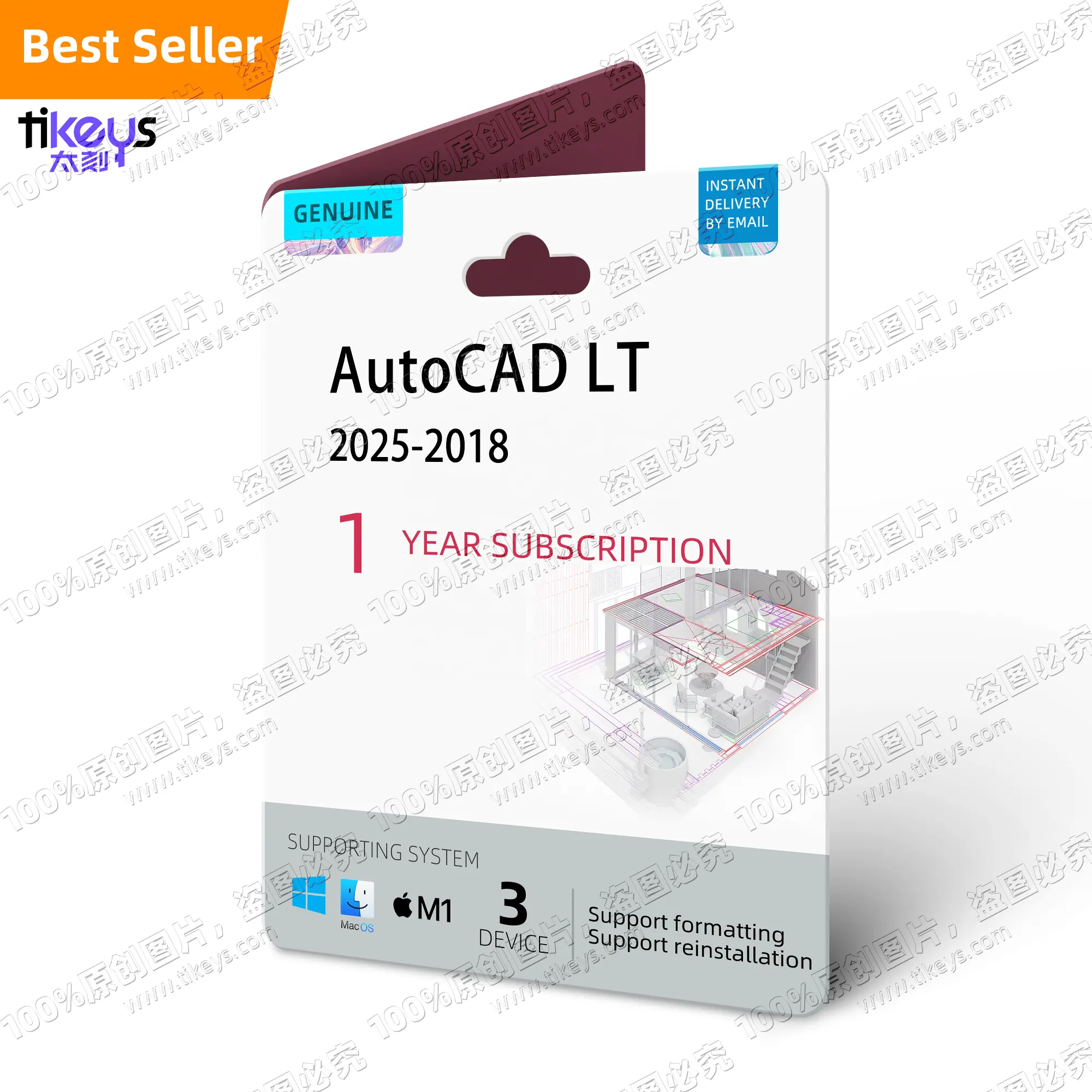24/7 온라인 라이센스 키 AutoCAD LT 1 년 구독 2025/2024/2023/2022 Mac/PC 제도 그리기 도구 소프트웨어