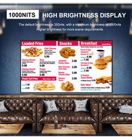 HDFocus 32 43 49 50 55 Pouces Écran de Menu Numérique Suspendu, Panneau Publicitaire pour Restaurants Rapides