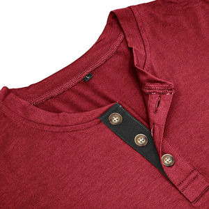 Europe American Summer OEM ODM New Men Cotton Polyester Spandex Short Sleeve T-<b>Shirt</b> <b>Henley</b> Tee for Men - Product Image 4