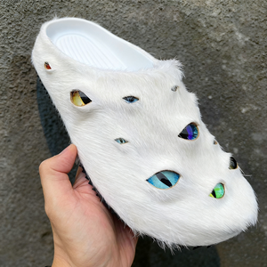 Custimzed verre yeux oeil boule <span class=keywords><strong>Mules</strong></span> diapositives <span class=keywords><strong>fourrure</strong></span> mode pantoufle pour hommes femmes femme dame - Product Image 4