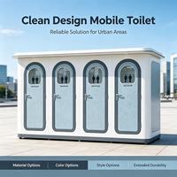 Toilettes portables modernes multi-emplacements en acier galvanisé, design écologique, construction durable, installation facile, ventilation pour