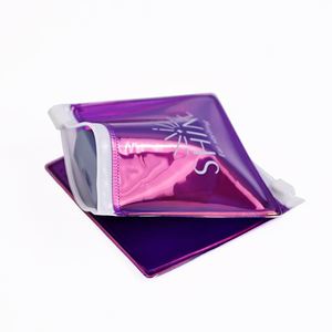 Sac à fermeture éclair en PVC transparent personnalisé, petit, coloré, pour emballage de bijoux, cosmétiques, bagues, pochette à fermeture éclair transparente violette - Product Image 3