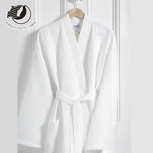 Peignoir gaufré blanc pour hôtel Taille libre Peignoir gaufré 100% coton Peignoir Hilton Hotel - Product Image 3