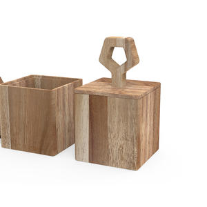 Pot à sucre en bois durable fait à la main - Design moderne avec couvercle hermétique gain de place pour le rangement de la cuisine - Product Image 4