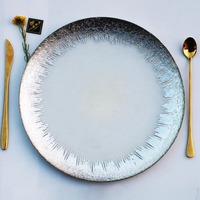 Assiette de présentation en verre doré pour la décoration de mariage à domicile