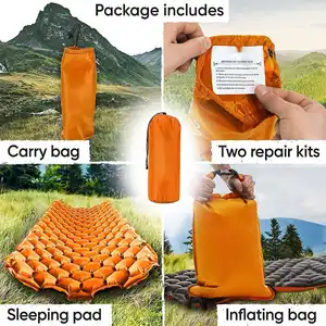 Kamp uyku pedi-Ultralight şişme serme yatak kompakt ve hafif hava yatağı kamp, sırt çantasıyla, yürüyüş için
