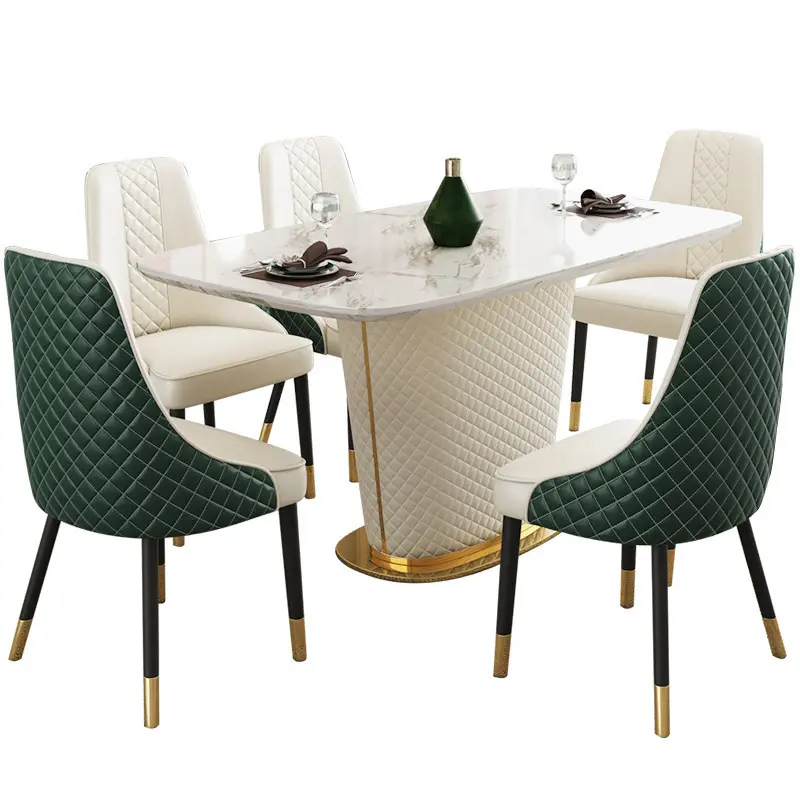 Chaises de salle à manger nordiques luxueuses en métal de velours chaises de salle à manger en cuir véritable rembourrées inoxidables