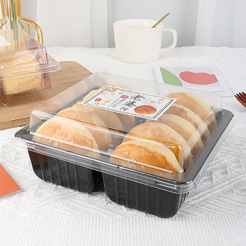 Kotak kemasan makanan roti kualitas tinggi bahan PET kualitas makanan kue puding telur kotak kemasan Roti Durian kotak kue kering