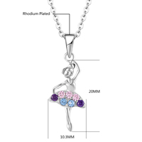 925 argent Sterling danse fille pendentif zircon cubique plaqué rhodium pendentif collier boucles d'oreilles ballerine ensemble de bijoux pour les femmes