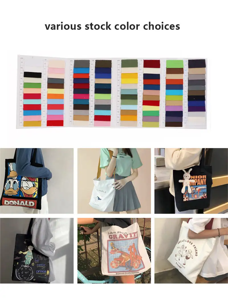 Wholesale Custom Printed Logo Canvas Totoe Bag Canvas Tote Shopping Shoulder