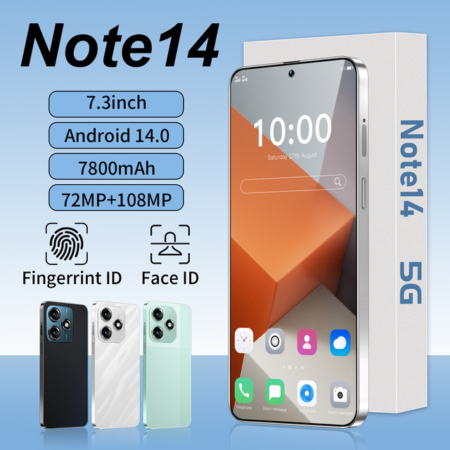 Note14 Luxury Business Android Smartphone 5G LTE 7.3 Inch Large Screen 16GB RAM