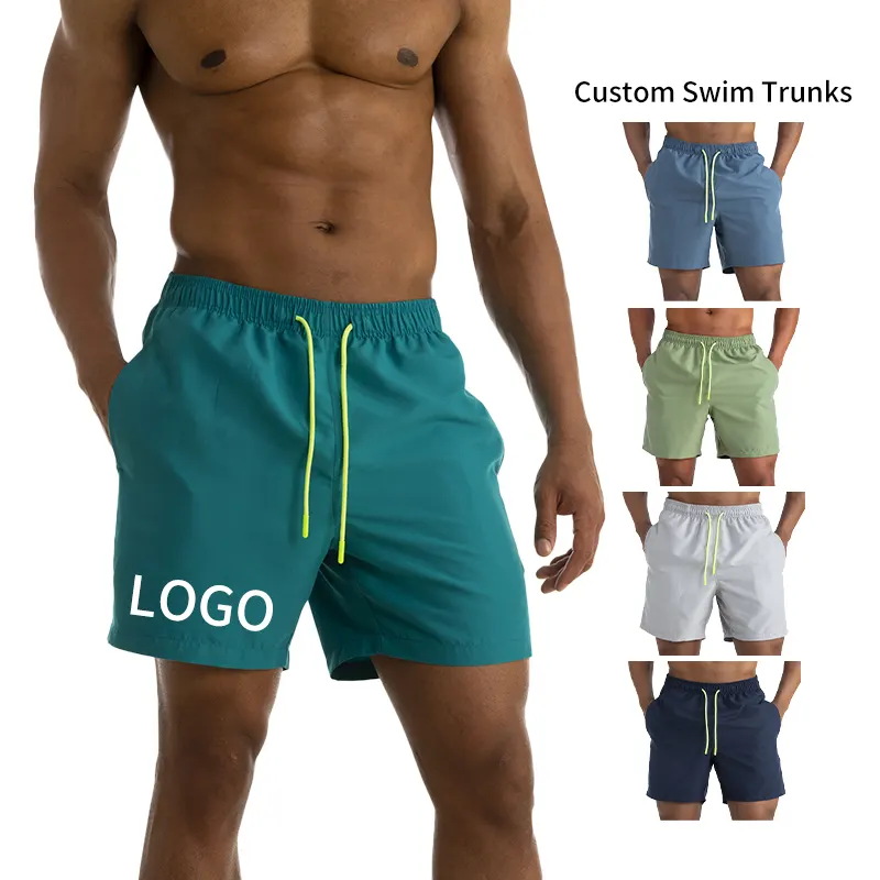 High Quality Polyester Swimming Water Reactive Luxury Logo Beach Nylon Custom Mesh Men'S Swim Trunks Shorts For Men