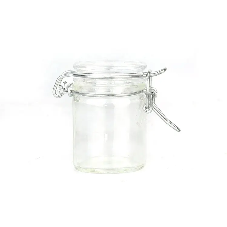 Small 55ml round Glass Kitchen Clear Food Storage Canister Jars with Clip Top