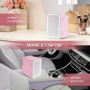 Mini-réfrigérateur portable pour soins de la peau 4L, style rétro avec miroir LED et refroidissement thermoélectrique pour voiture – Vente en gros - Product Image 5