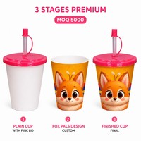 Gobelets en plastique avec couvercle et paille, réutilisables, jus écologique imprimé, vente en gros, mode