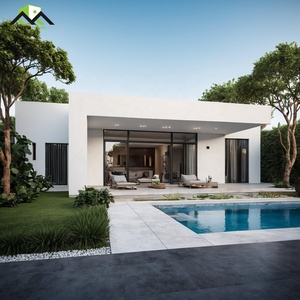 Villa en bois moderne avec de grandes fenêtres vitrées et une zone de piscine extérieure pour un espace de vie contemporain - Product Image 2