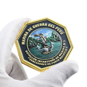 <span class=keywords><strong>Monedas</strong></span> de diseño de esmalte de ancla hexagonal con impresión en aerosol de color dorado - Product Image 2