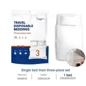 Descartável Respirável Viagem Bedding Set 4 Pcs Nonwoven Technics Colcha Duvet Cover 2 Fronhas Bedding Sets China - Product Image 2
