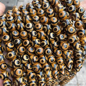 Perles tibétaines Dzi Eyes de Chine, pierre d'agate naturelle, perles rondes religieuses, perles en vrac, 8/10/12 mm, pour la fabrication de bijoux, bracelet DIY - Product Image 5