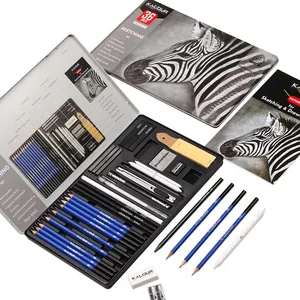 KALOUR New Product Hot Sale 36pcs Metal Box packed Sketch Pencil Charcoal Pencil Drawing Pencil Set in Tin Box