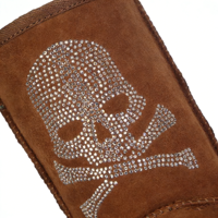 Bottes d'hiver en cuir de vache et peau de mouton, design crâne en cristal, semelle antidérapante, logo et style personnalisés, vente en gros ODM/OEM