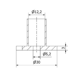 C110428 Placa hembra para balaustradas y pasamanos Ø 12 Acero inoxidable AISI 304 Acabado satinado - Product Image 2