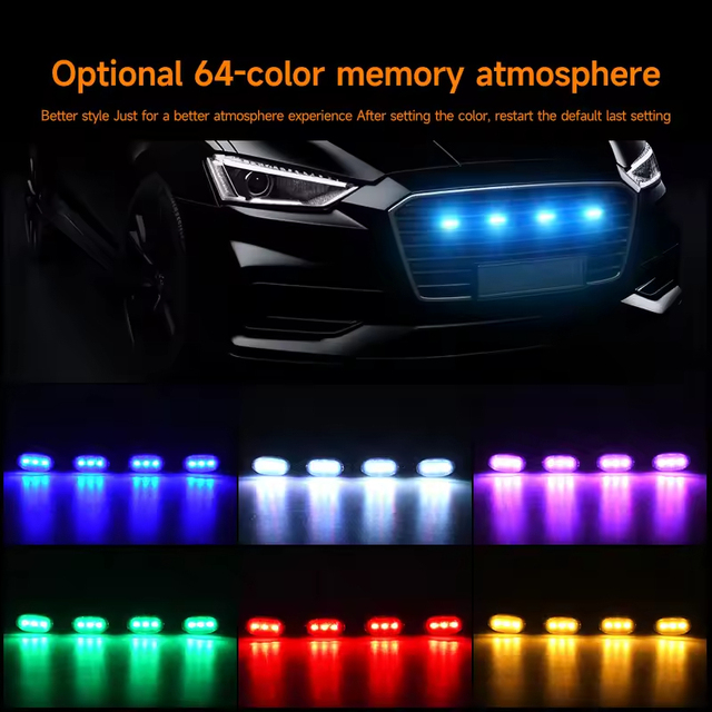 New 12V RGB LED Front Hood Grille Light Raptor Style Amber White Flashing with App Control 3000 Lumens for F-150 2015-2017