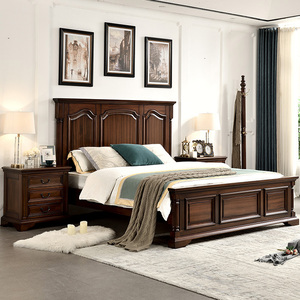 Factory-direct American-style Solid Wood <b>Bed</b>, Vintage Modern Double/king-<b>size</b> Bedroom Furniture Set, Custom-made. B532 American - Product Image 5